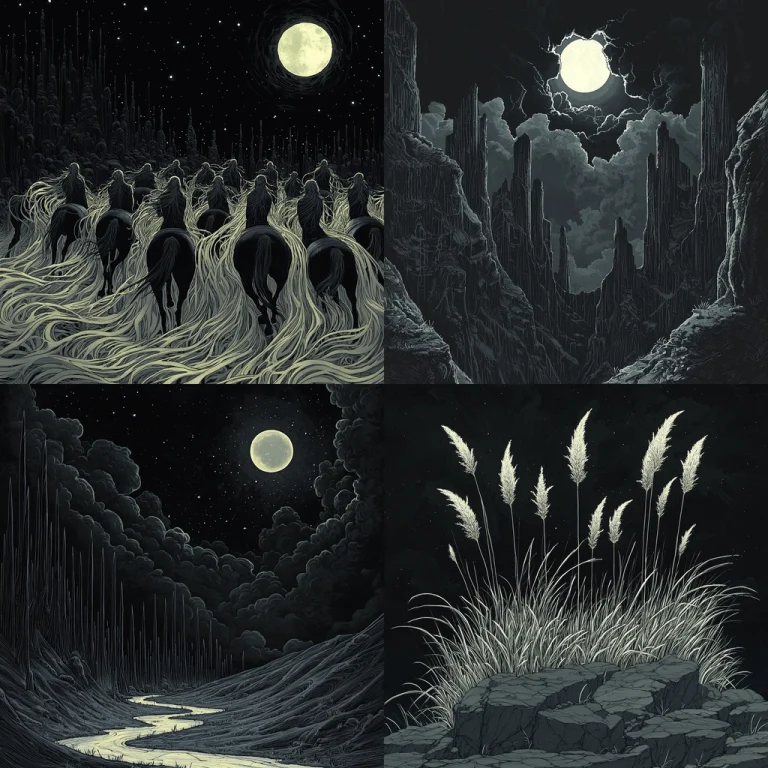 Dark Monochrome Nightscape - Midjourney style sref code