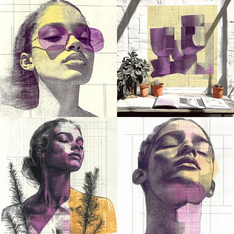 Textured Grid and Pastel Illustration - Midjourney style sref code