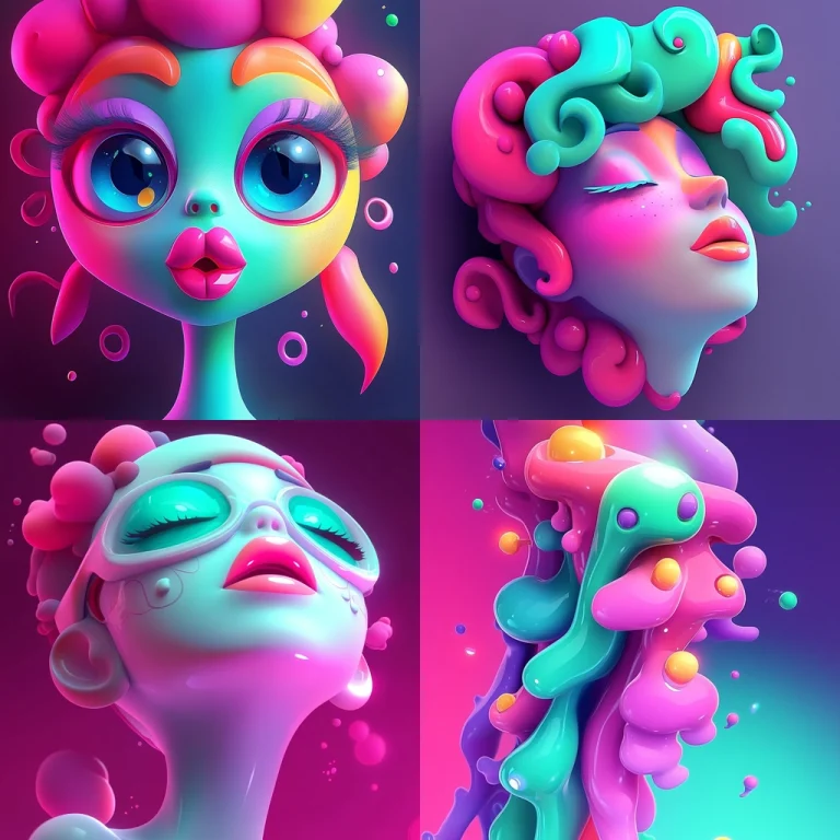 Fluorescent Color Sculptures - Midjourney style sref code