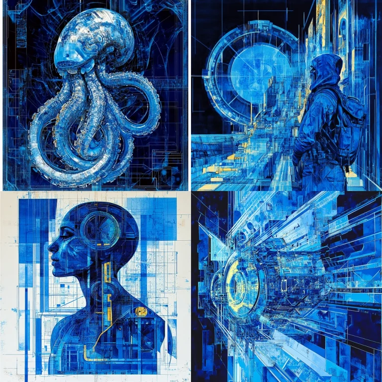 Cyan Electric Texture - Midjourney style sref code