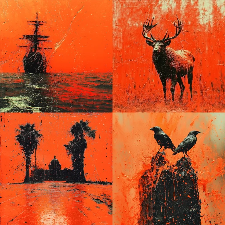 Textured Vibrant Orange Contrast - Midjourney style sref code