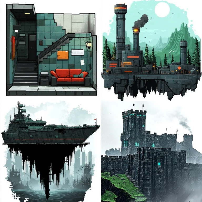 Industrial Textured Illustration - Midjourney style sref code