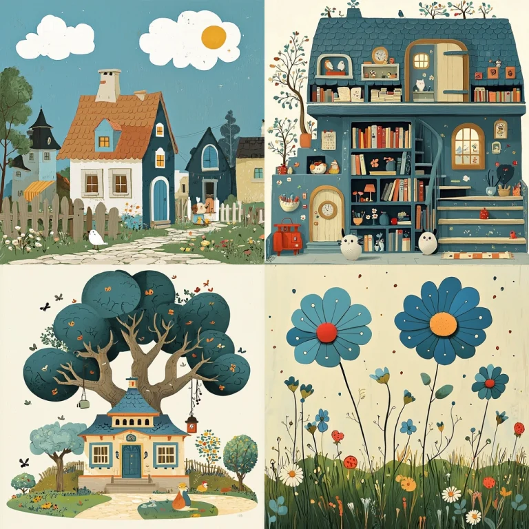 Charming Cottage Blue and Beige - Midjourney style sref code