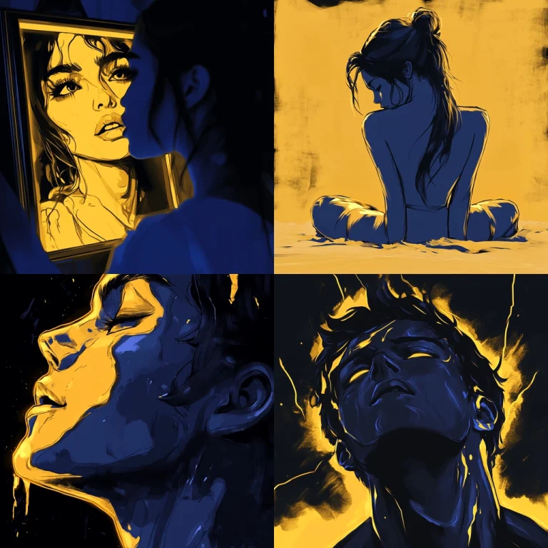 Muted Contrast with Blue and Yellow - Midjourney style sref code