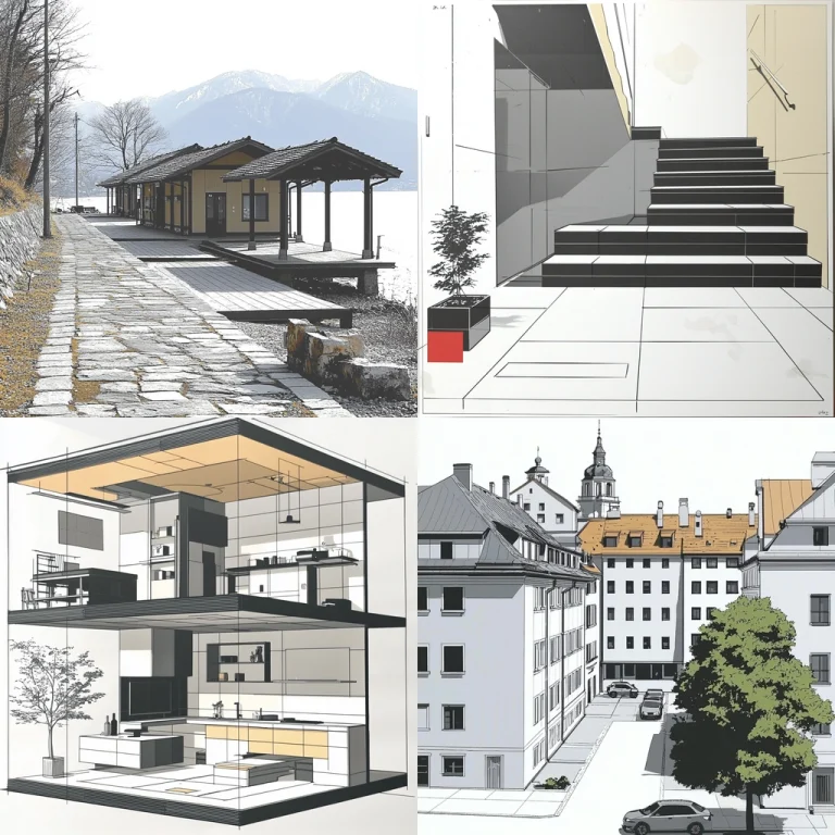Minimalist Architectural Illustrations - Midjourney style sref code