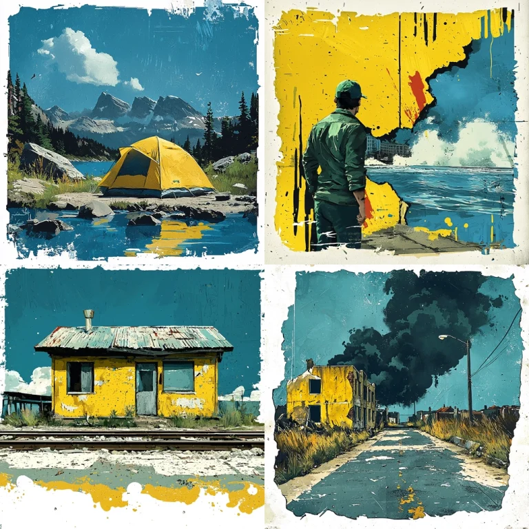 Rugged Textured Bold Yellow - Midjourney style sref code