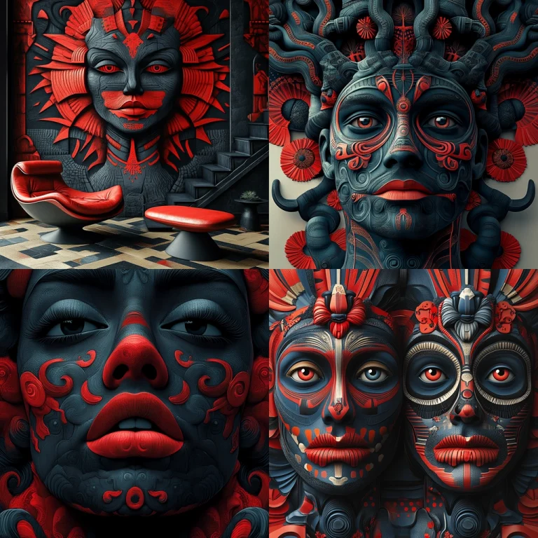 Bold Textured Red and Black - Midjourney style sref code