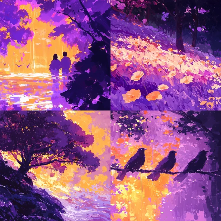 Vivid Purple Orange Contrast - Midjourney style sref code