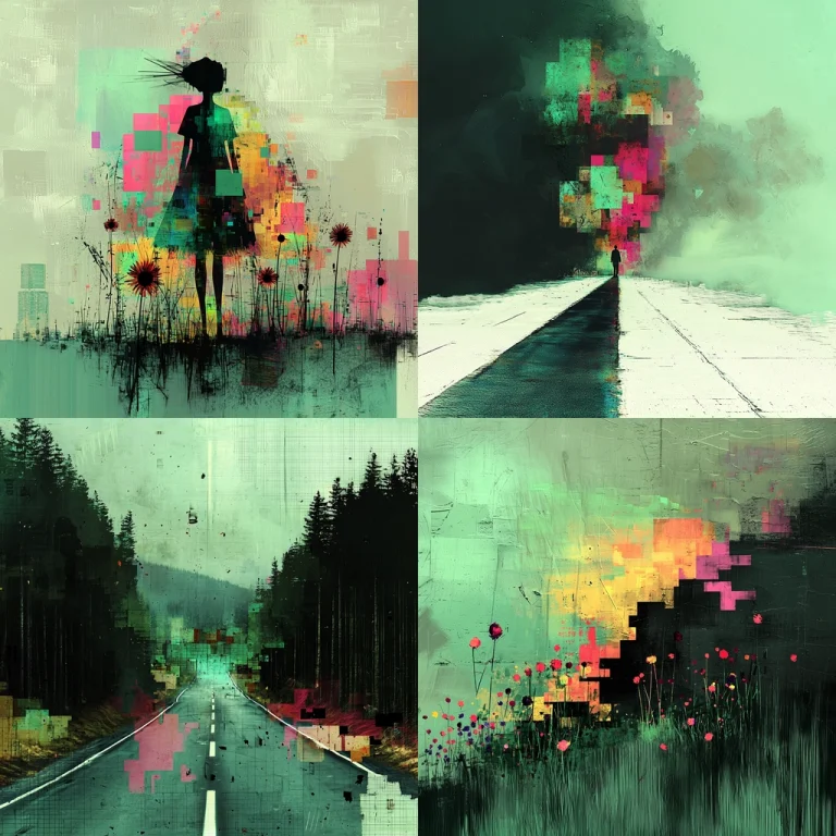 Pixelated Green Dreamscape - Midjourney style sref code