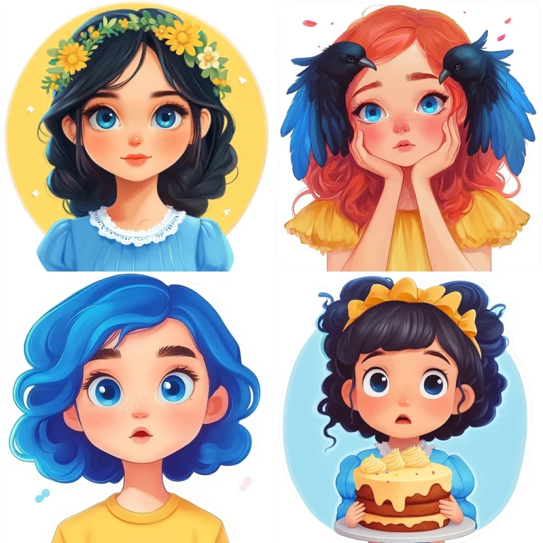 Vibrant Pastel Illustration with Blue Accents - Midjourney style sref code