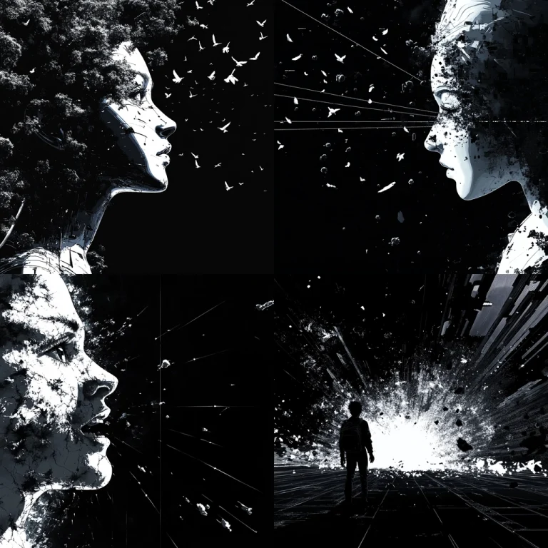 High Contrast Digital Composition - Midjourney style sref code