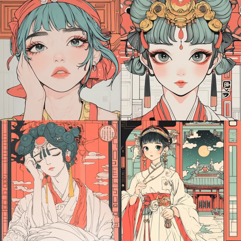 Warm Tone Illustration with Line Art - Midjourney style sref code