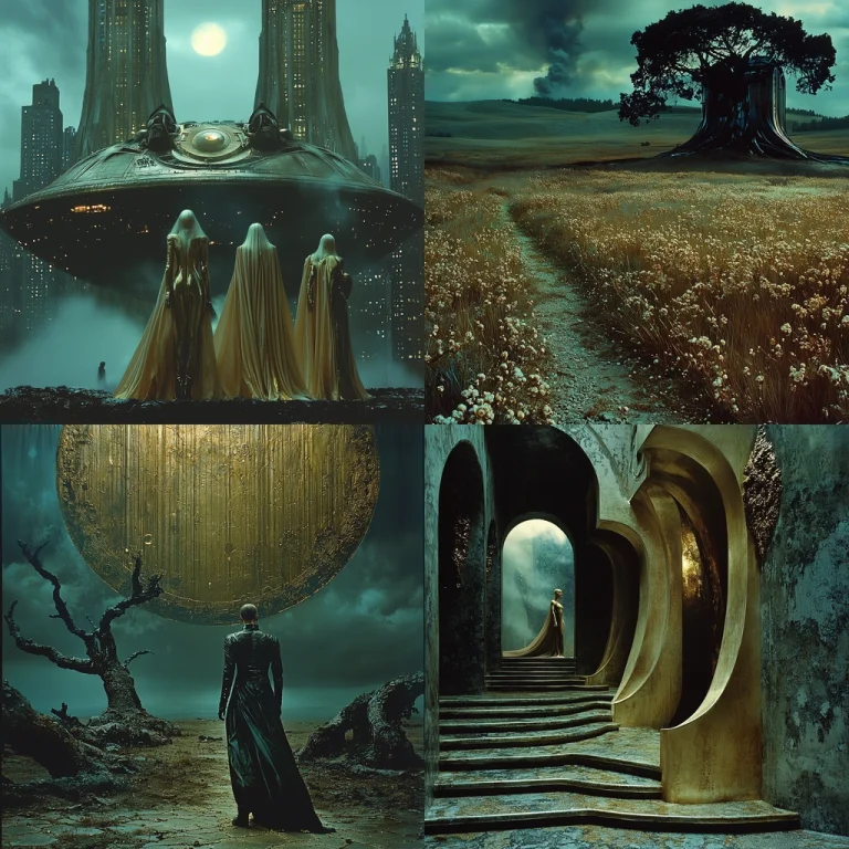 Mystical Cyan Gold Contrast - Midjourney style sref code