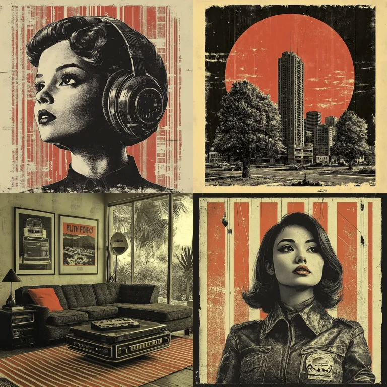 Retro Grunge with Orange Accents - Midjourney style sref code