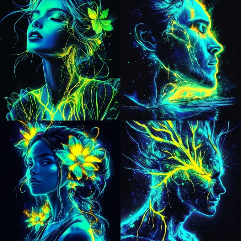 Neon Glow Abstract Forms - Midjourney style sref code