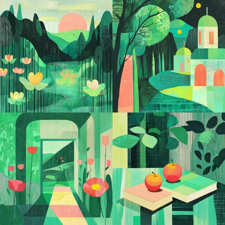 Green Vibrant Geometric - Midjourney style sref code