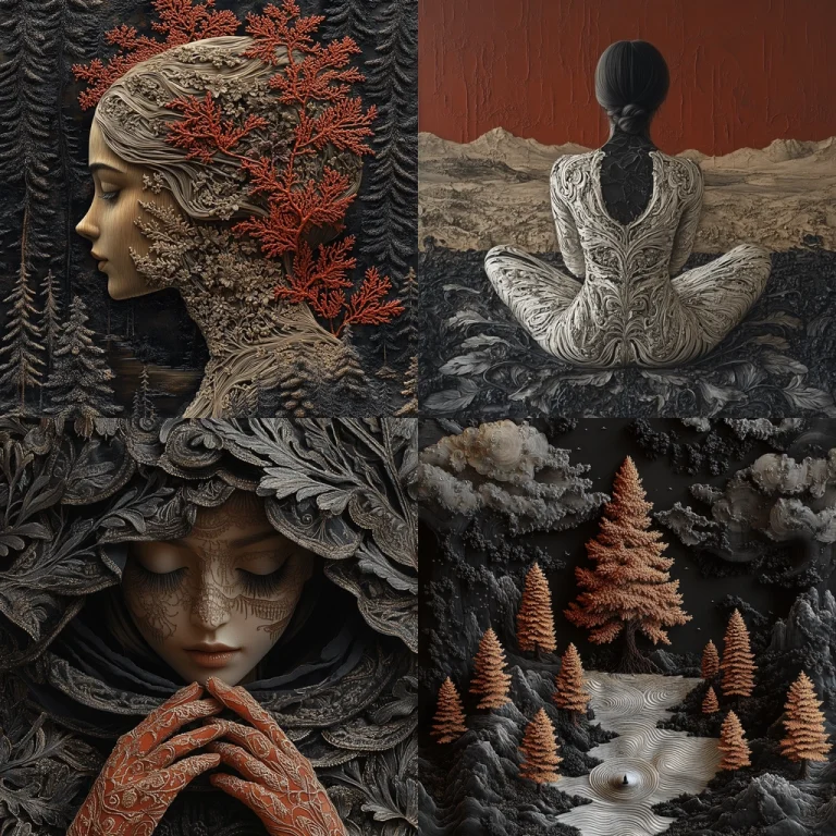 Textured Earth Tone Fusion - Midjourney style sref code