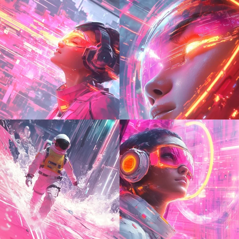 Pink Fluorescent Tech Glow - Midjourney style sref code