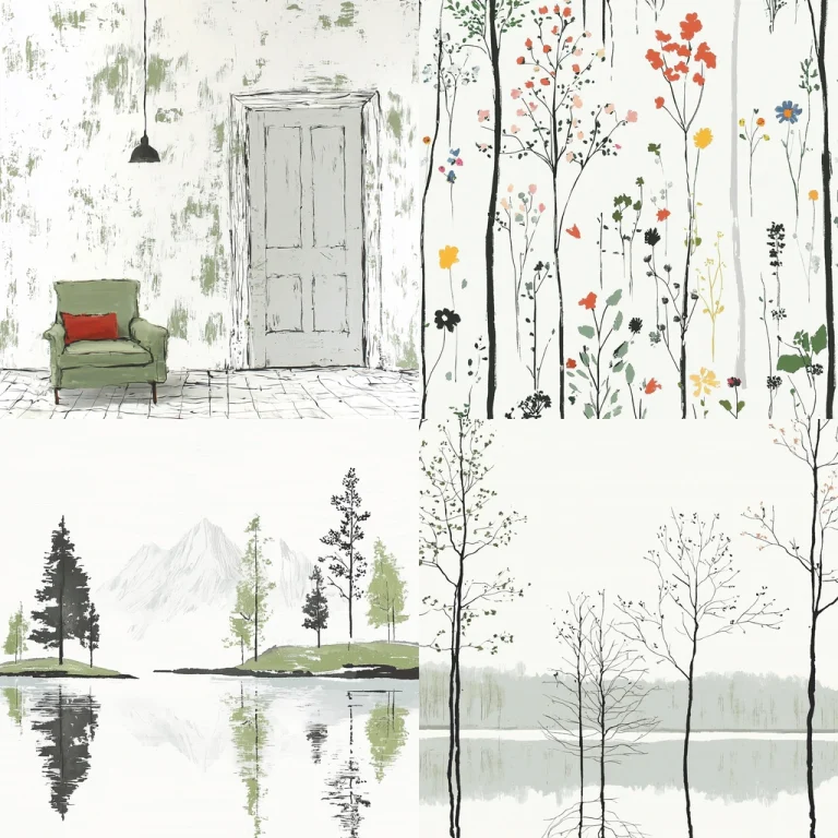 Muted Floral Landscape Sketch - Midjourney style sref code