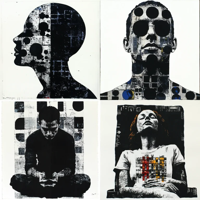 High Contrast Monochrome with Geometric Patterns - Midjourney style sref code