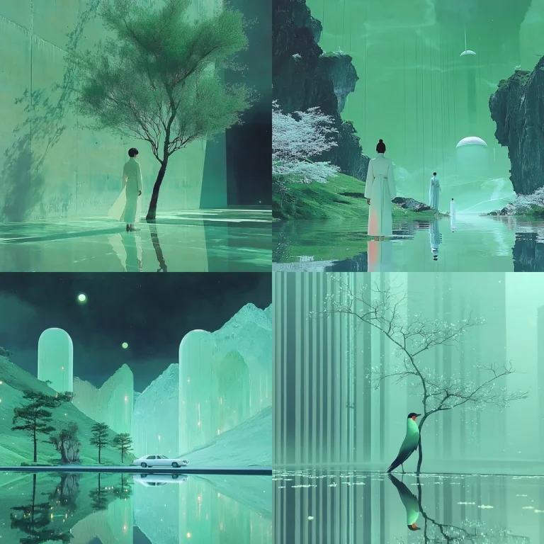 Monochrome Green Atmosphere - Midjourney style sref code