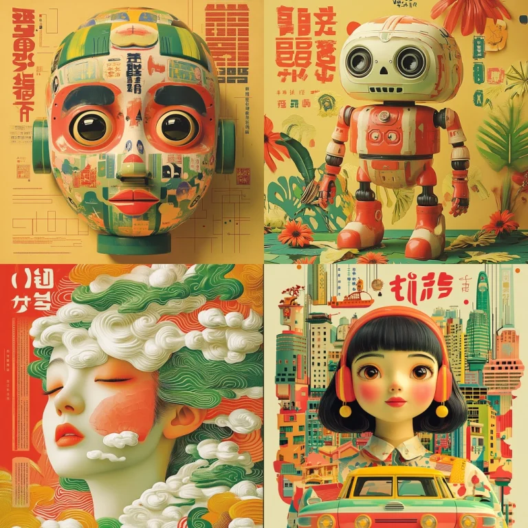 Retro Colorful Illustration - Midjourney style sref code