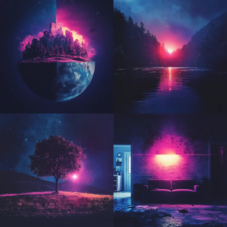 Neon Lighting Dark Landscapes - Midjourney style sref code