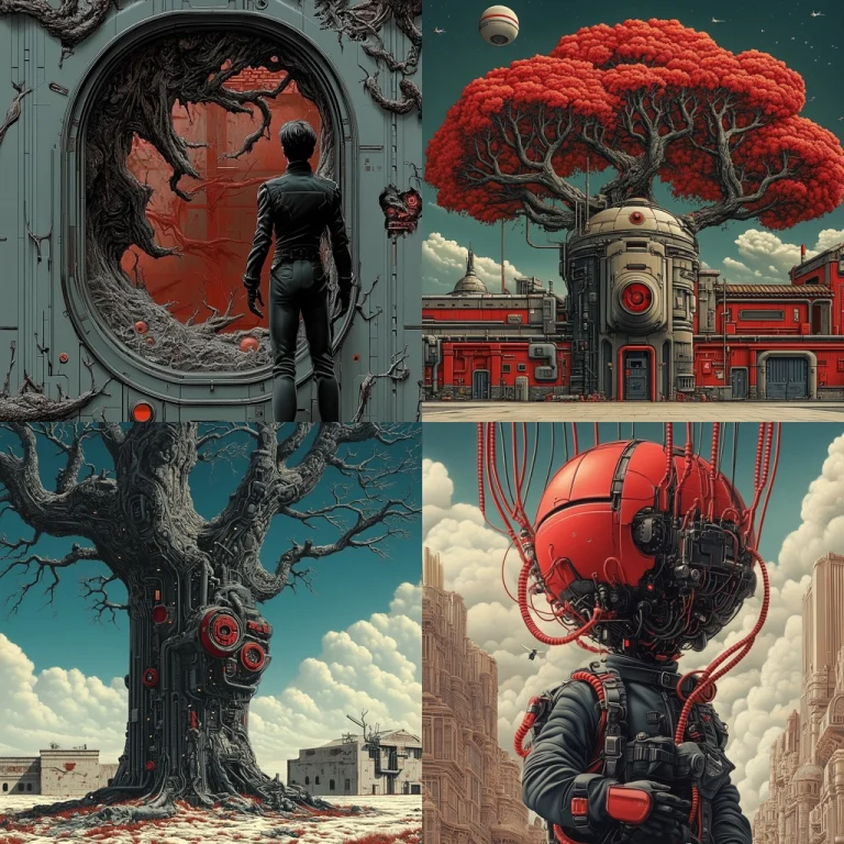 Futuristic Crimson Organic Structures - Midjourney style sref code