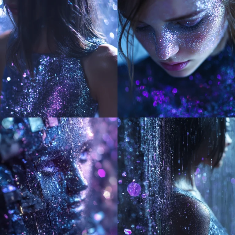 Shimmering Cyan and Purple Glints - Midjourney style sref code