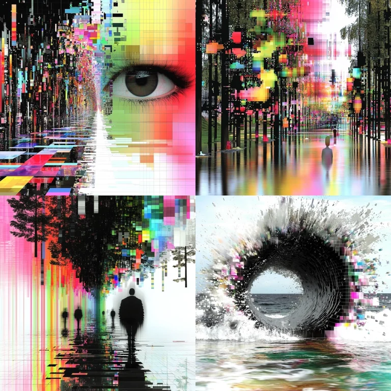 Vivid Glitch Scenes - Midjourney style sref code