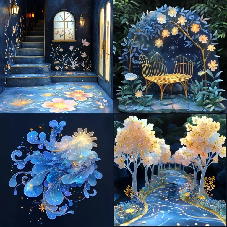 Illuminated Floral Surrealism - Midjourney style sref code