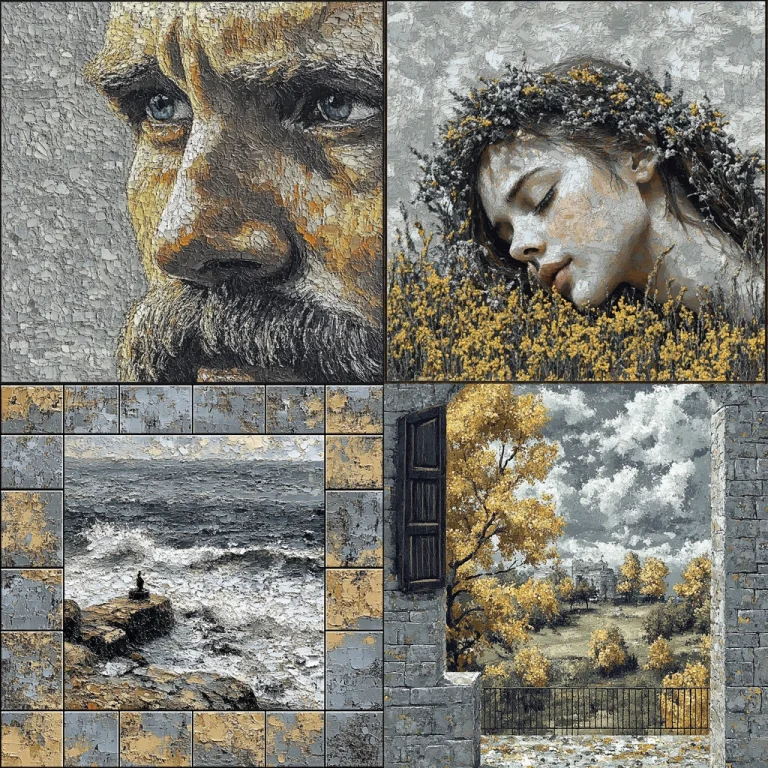 Textured Stonework and Soft Brushwork - Midjourney style sref code