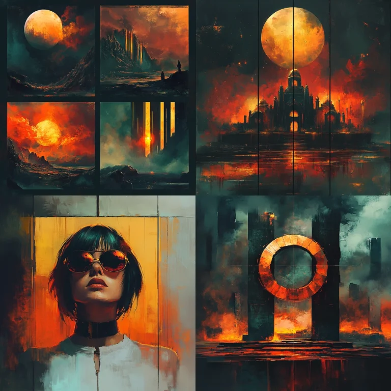 Fiery Landscape with Deep Shadows - Midjourney style sref code