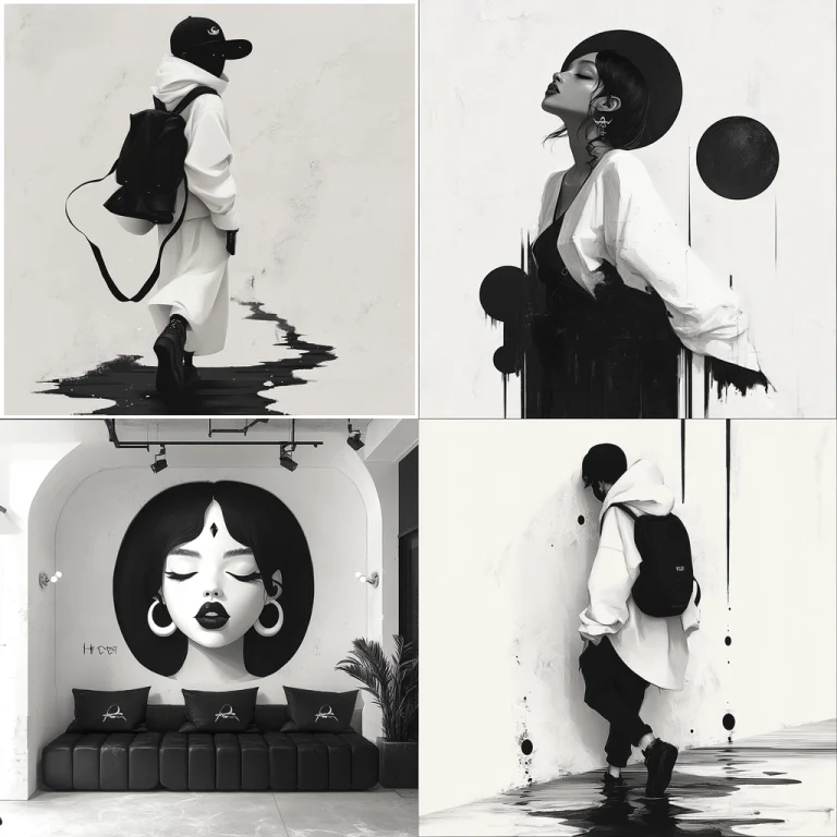 Monochrome Ink Splatter - Midjourney style sref code