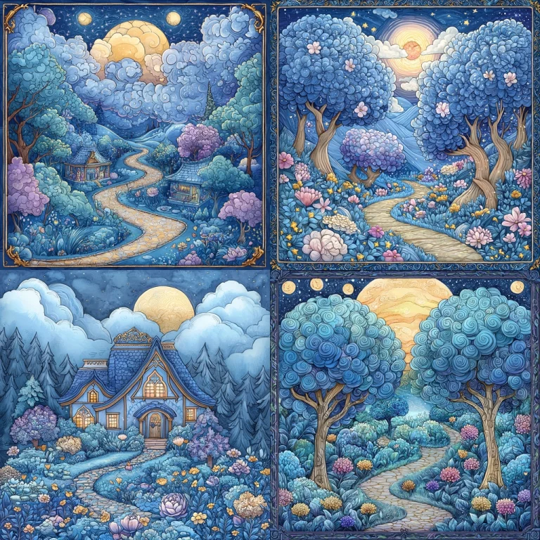 Intricate Blue-Hued Night Landscapes - Midjourney style sref code