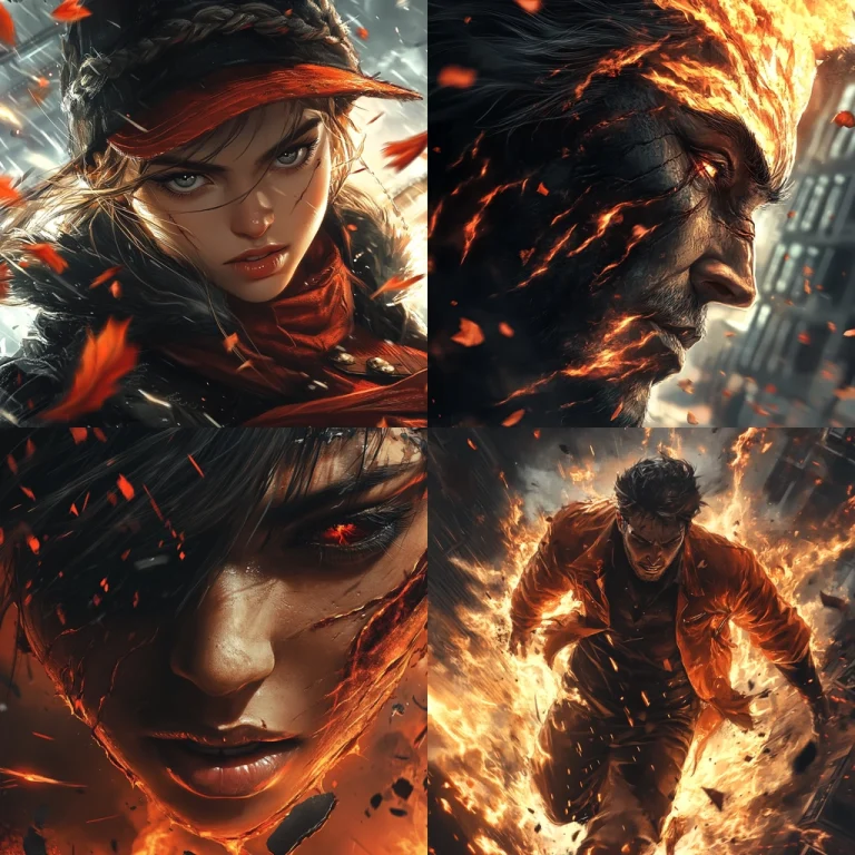 Dynamic Fiery Realism with Intense Detailing - Midjourney style sref code