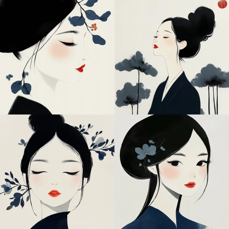 Muted Blue Ink Elegance - Midjourney style sref code