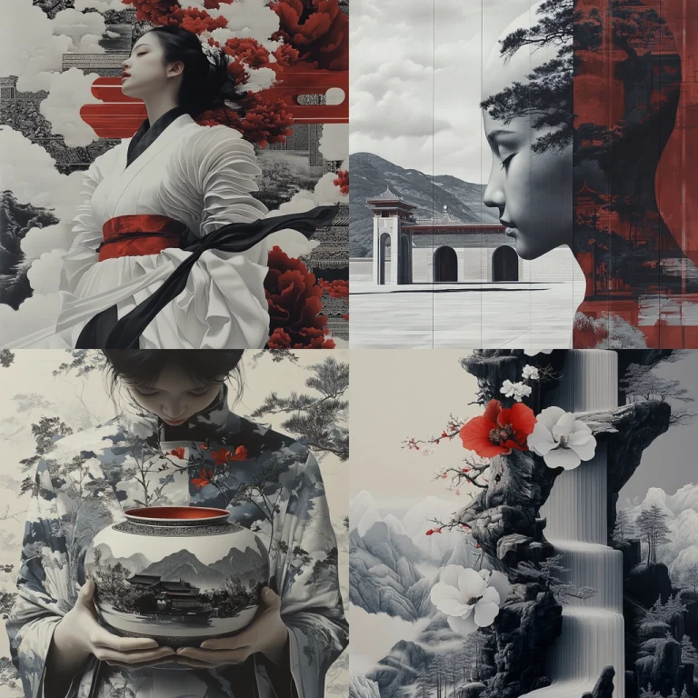 Monochromatic Eastern Aesthetic - Midjourney style sref code