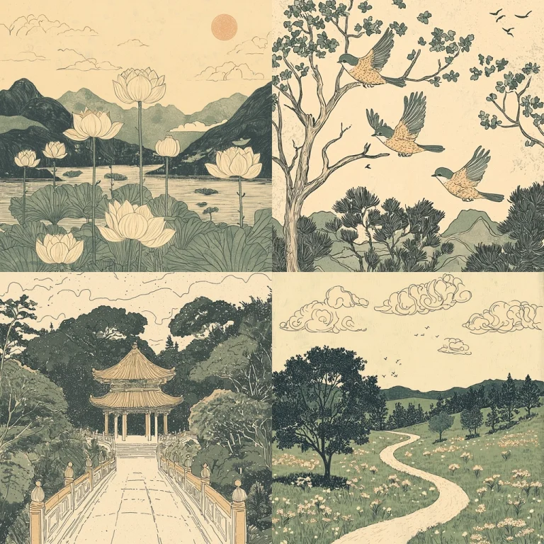 Beige Ink Nature Scene - Midjourney style sref code