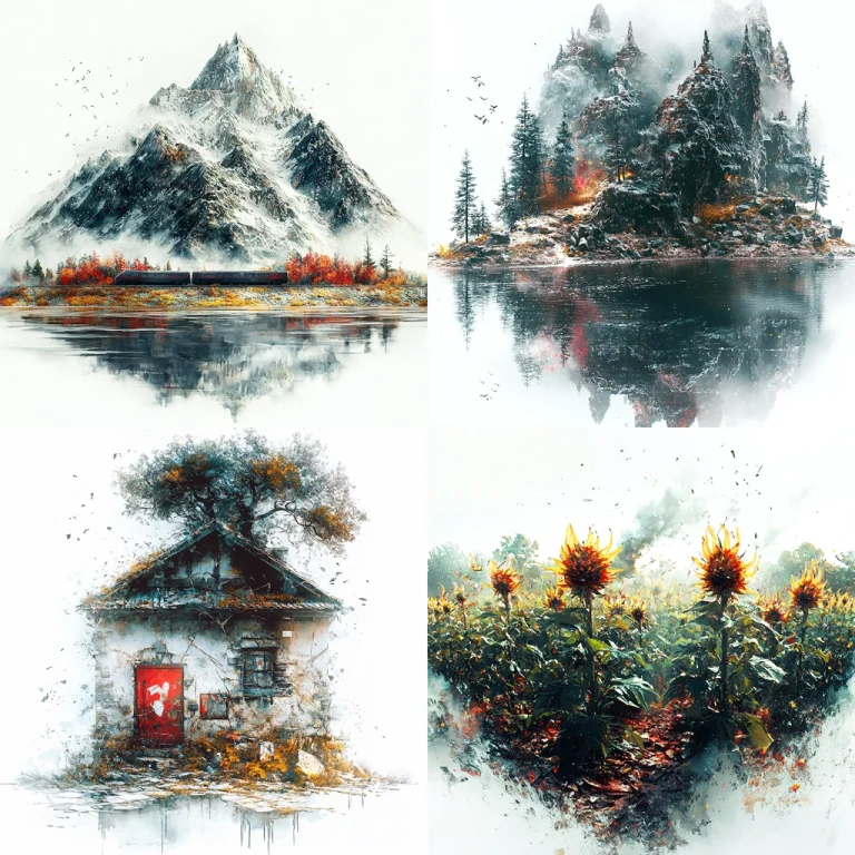 Serene Autumn Landscape with Reflective Waters - Midjourney style sref code