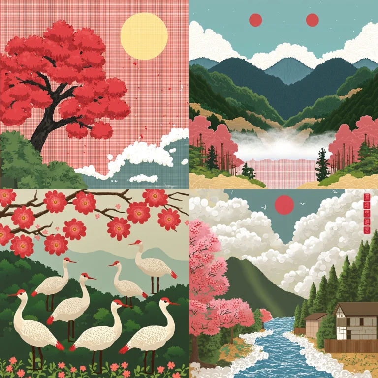 Eastern Red Green Illustration - Midjourney style sref code