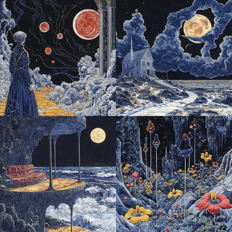 Dark Night Blue Fantasy - Midjourney style sref code