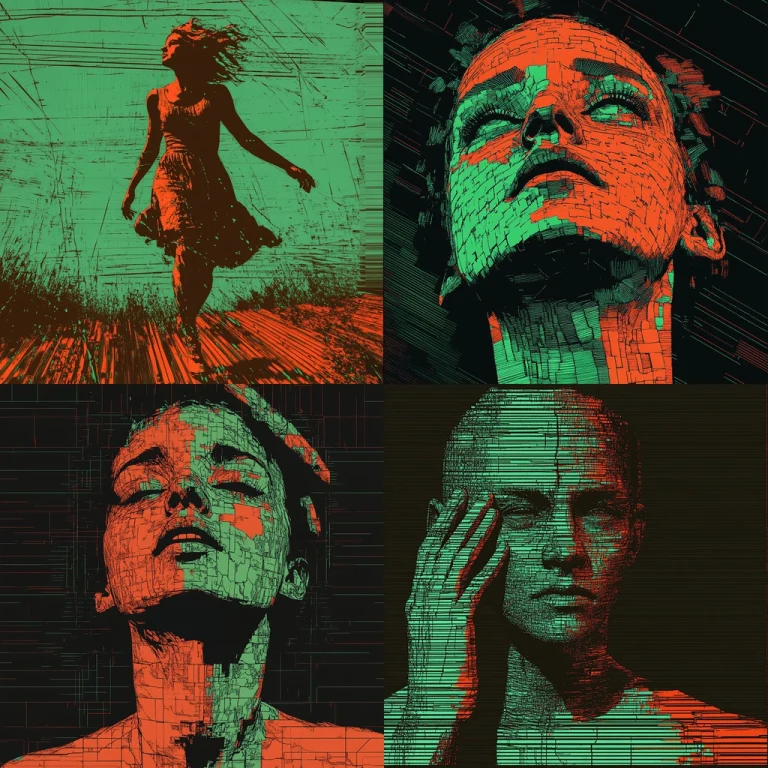 Red-Green Scratch Lines - Midjourney style sref code