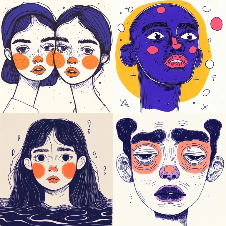 Line Sketch with Bold Colors - Midjourney style sref code