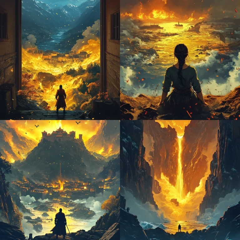 Fiery Mountain Landscape - Midjourney style sref code