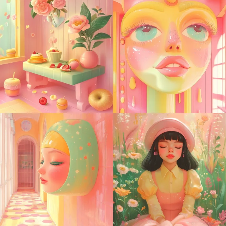 Pastel Dreamscapes with Floral Accents - Midjourney style sref code