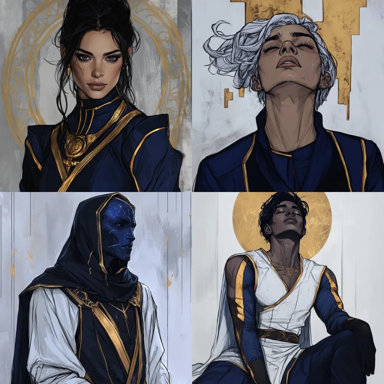 Gold Accented Dark Attire - Midjourney style sref code