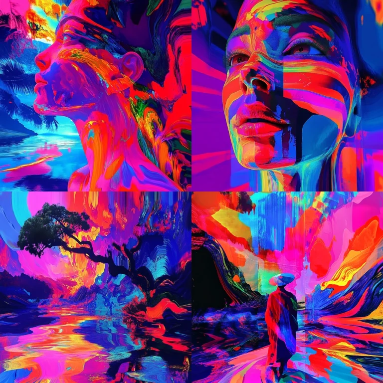 Vivid Neon Fluorescent Effects - Midjourney style sref code