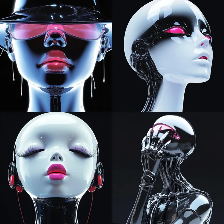 Reflective Metallic Surfaces with Dark Backgrounds - Midjourney style sref code