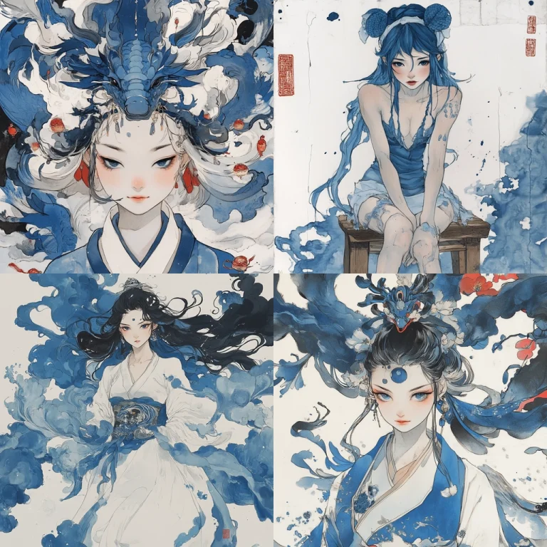 Blue Inkburst Elegance - Midjourney style sref code